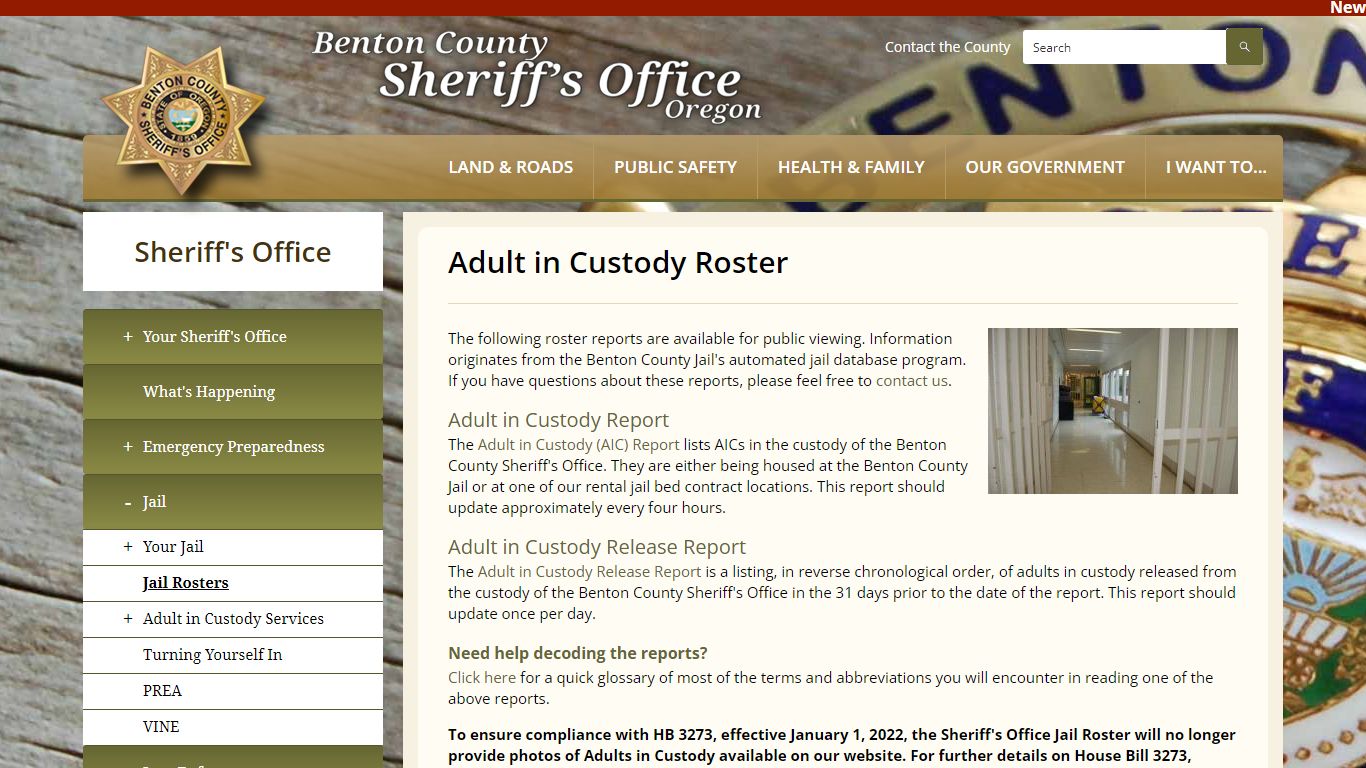 Adult in Custody Roster | Benton County Oregon